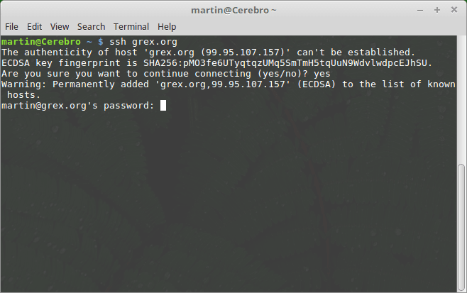 Accessing a SSH server on Linux