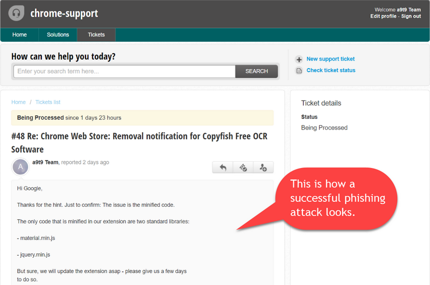 a9t9.com/copyfish phishing scam attempt