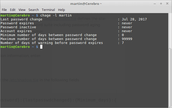 Opsætning af password aldring på Linux imagea